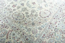 Close-up detail of 2000s Nain rug from Iran / Persia showing Wool weave