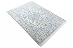 Close-up detail of New Nain rug from Iran / Persia showing Cork weave