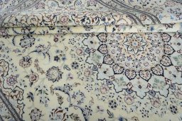Close-up detail of New Nain rug from Iran / Persia showing Cork weave