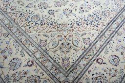 Close-up detail of New Nain rug from Iran / Persia showing Cork weave