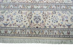 Full view of New Nain rug from Iran / Persia, 303 × 201 cm in Beige tones