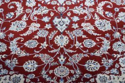 Close-up detail of New Nain rug from Iran / Persia showing Cork weave