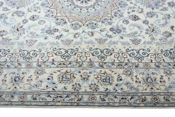 Close-up detail of New Nain rug from Iran / Persia showing Cork weave