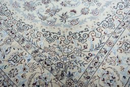 Full view of New Nain rug from Iran / Persia, 211 × 137 cm in Beige tones