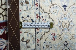 Close-up detail of New Nain rug from Iran / Persia showing Cork weave