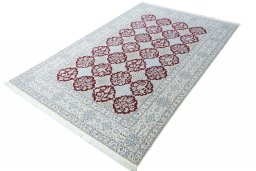 Corner detail of New Nain rug showing border pattern and Cork pile