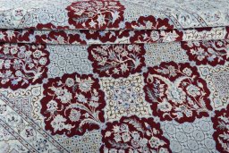 Full view of New Nain rug from Iran / Persia, 320 × 206 cm in Red tones