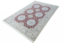 Corner detail of New Nain rug showing border pattern and Cork pile