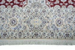 Close-up detail of New Nain rug from Iran / Persia showing Cork weave