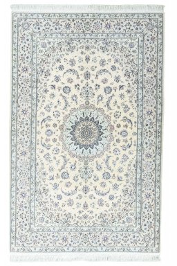 Full view of New Nain rug from Iran / Persia, 208 × 134 cm in Beige tones