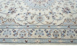 Close-up detail of New Nain rug from Iran / Persia showing Cork weave