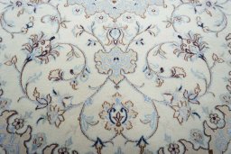 Close-up detail of New Nain rug from Iran / Persia showing Cork weave