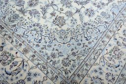 Full view of New Nain rug from Iran / Persia, 227 × 150 cm in Beige tones