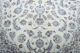 Close-up detail of New Nain rug from Iran / Persia showing Cork weave
