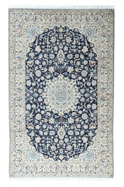 Full view of 2000s Nain rug from Iran / Persia, 316 × 200 cm in Blue tones
