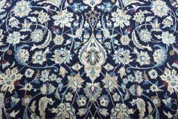 Close-up detail of 2000s Nain rug from Iran / Persia showing Wool weave