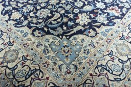 Full view of 2000s Nain rug from Iran / Persia, 316 × 200 cm in Blue tones