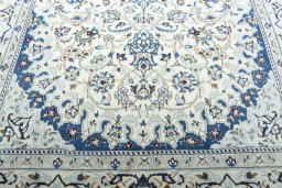 Full view of 2000s Nain rug from Iran / Persia, 257 × 160 cm in Beige tones