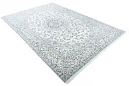Close-up detail of New Nain rug from Iran / Persia showing Cork weave