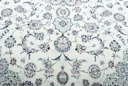 Close-up detail of New Nain rug from Iran / Persia showing Cork weave