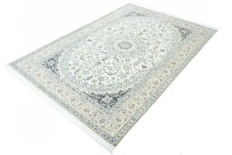 Corner detail of 2000s Nain rug showing border pattern and Cork pile