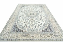 Surface texture of 2000s Nain rug with natural Cork and intricate pattern