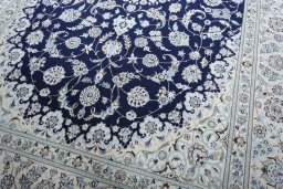 Close-up detail of New Nain rug from Iran / Persia showing Cork weave