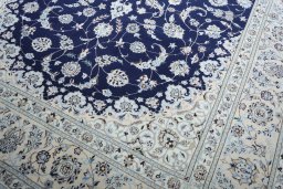Full view of New Nain rug from Iran / Persia, 307 × 211 cm in Blue tones