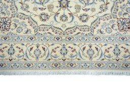 Full view of 2000s Nain rug from Iran / Persia, 242 × 159 cm in Beige tones