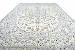 Surface texture of New Nain rug with natural Wool and intricate pattern