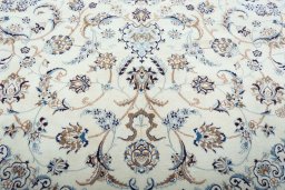Close-up detail of New Nain rug from Iran / Persia showing Wool weave