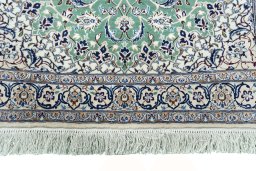 Full view of New Nain rug from Iran / Persia, 142 × 93 cm in Green tones