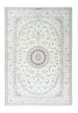 Full view of New Nain rug from Iran / Persia, 300 × 205 cm in Beige tones
