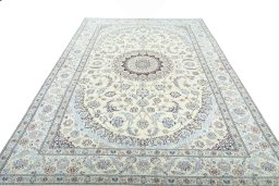 Surface texture of New Nain rug with natural Wool and intricate pattern