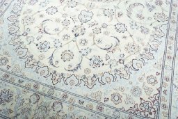 Close-up detail of New Nain rug from Iran / Persia showing Wool weave