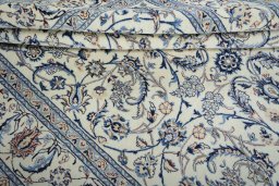 Close-up detail of New Nain rug from Iran / Persia showing Wool weave