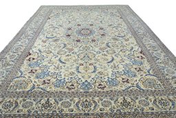 Surface texture of New Nain rug with natural Wool and intricate pattern