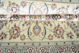 Close-up detail of New Nain rug from Iran / Persia showing Wool weave