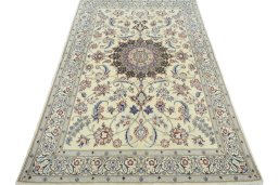 Surface texture of New Nain rug with natural Wool and intricate pattern