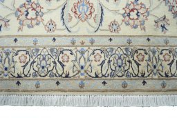 Full view of New Nain rug from Iran / Persia, 210 × 124 cm in Beige tones