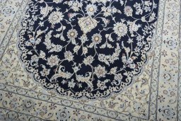 Close-up detail of New Nain rug from Iran / Persia showing Cork weave
