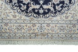 Full view of New Nain rug from Iran / Persia, 205 × 126 cm in Blue tones