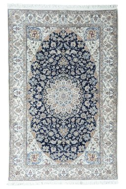 Full view of 2000s Nain rug from Iran / Persia, 229 × 148 cm in Beige tones