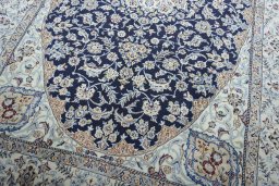 Close-up detail of 2000s Nain rug from Iran / Persia showing Cork weave