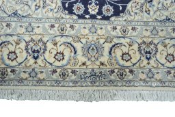 Full view of New Nain rug from Iran / Persia, 251 × 166 cm in Blue tones