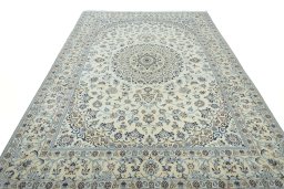 Surface texture of New Nain rug with natural Wool and intricate pattern
