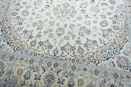 Close-up detail of New Nain rug from Iran / Persia showing Wool weave