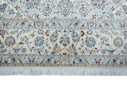 Full view of New Nain rug from Iran / Persia, 304 × 206 cm in Beige tones