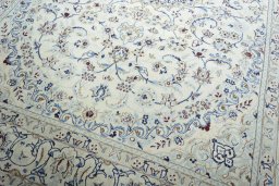 Close-up detail of New Nain rug from Iran / Persia showing Wool weave