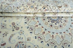 Close-up detail of New Nain rug from Iran / Persia showing Wool weave